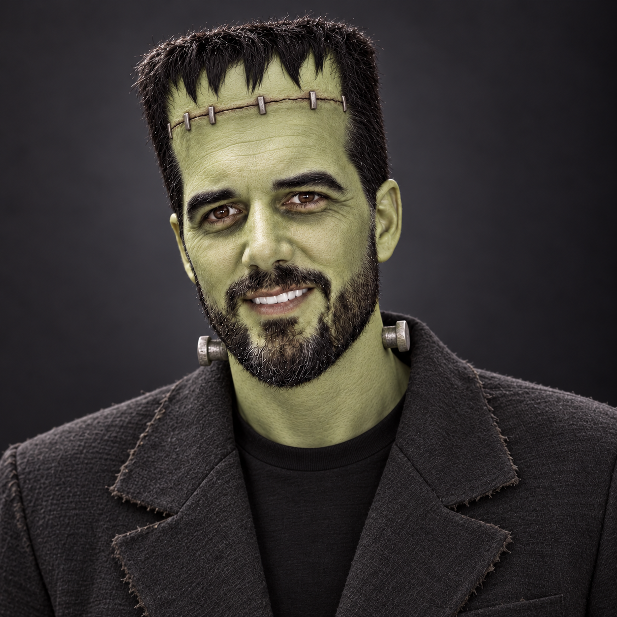 Jared McCart dressed as a friendly Frankenstein monster for Halloween