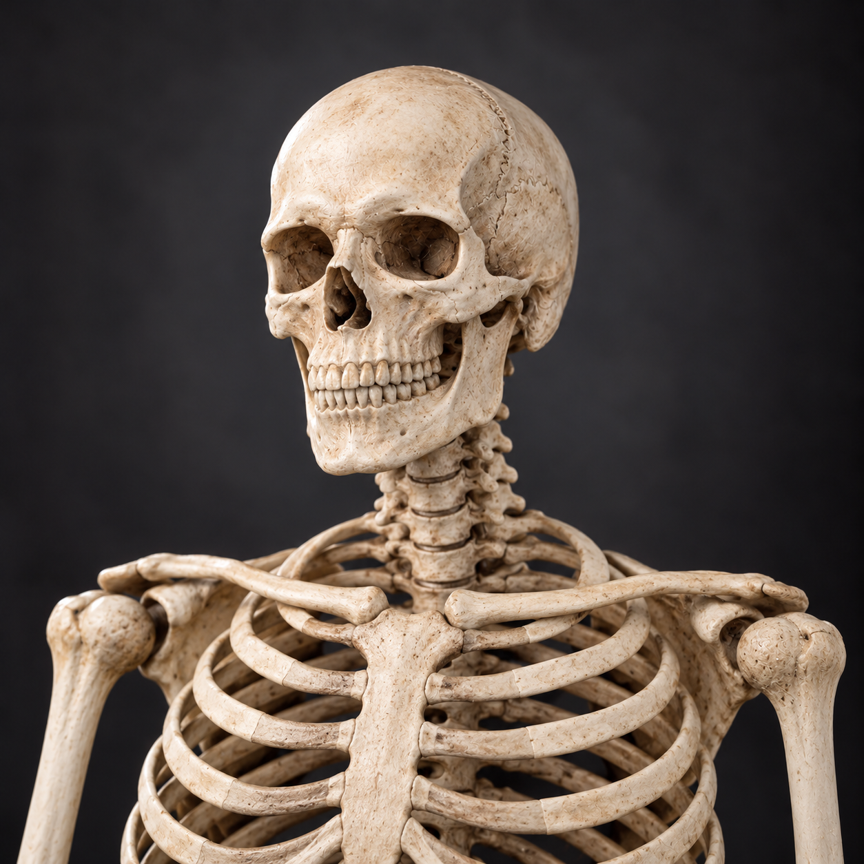 A seated human skeleton as Jason Johns’s Halloween portrait