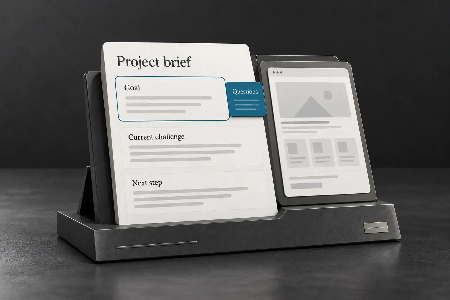 A crafted project brief presents a clear goal, current challenge and next step.