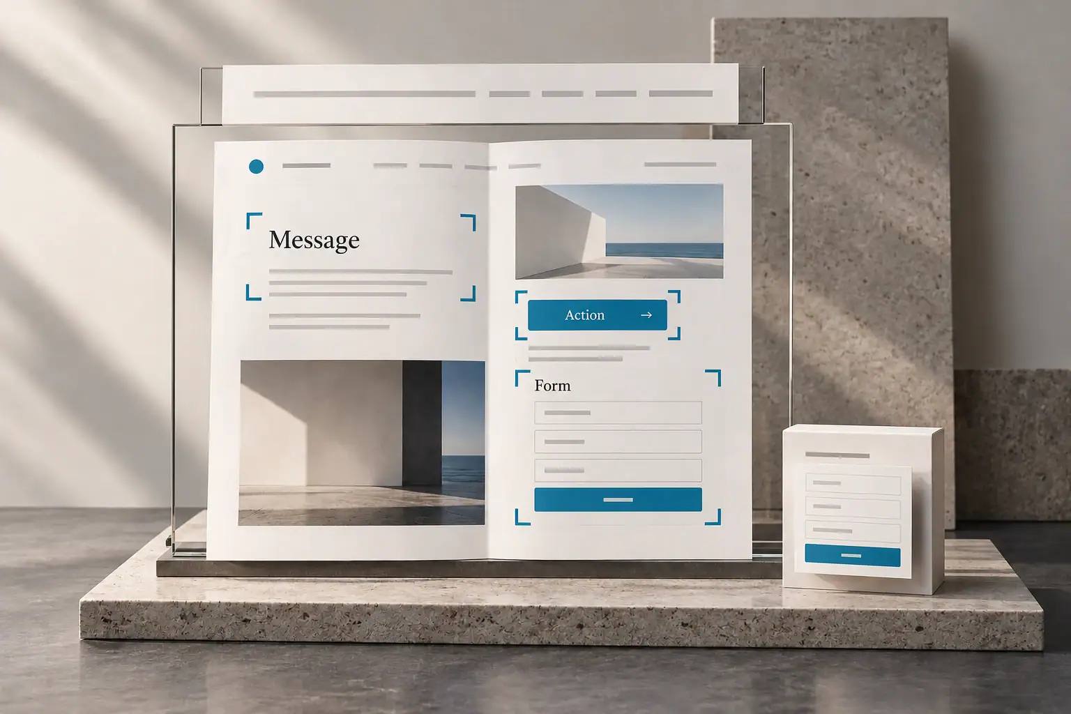 A crafted landing-page study aligns the message, call to action and a concise inquiry form.